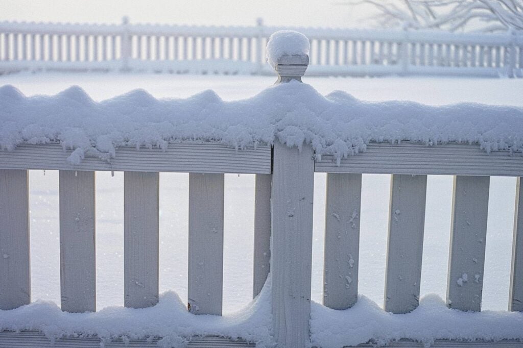 A White Fence Covered in Snow